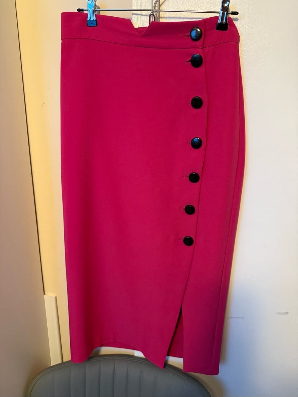ASOS Hot Pink Button-Detail Pencil Skirt